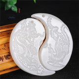 Hetian Jade Pendant Dragon Phoenix Pair Necklace