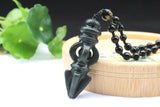 Hetian Jade Pendant Necklace Carved Vajra Magic Pestle Lucky Amulet Beads Chain