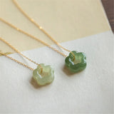 Hetian Jade Plum Blossom Pendant Necklace 925 Sterling Silver Clavicle Chain