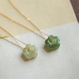 Hetian Jade Plum Blossom Star Pendant Necklace Sterling Silver Chain