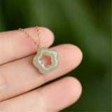 Hetian Jade Plum Blossom Star Pendant Necklace Sterling Silver Chain