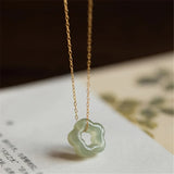 Hetian Jade Plum Blossom Star Pendant Necklace Sterling Silver Chain