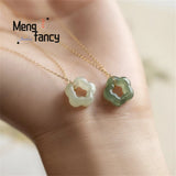Natural Hetian Jade Plum Bossom Pendant Necklace