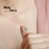 Natural Hetian Jade Plum Bossom Pendant Necklace