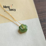 Natural Hetian Jade Plum Bossom Pendant Necklace