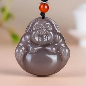 Natural Hetian Jade Purple Buddha Pendant Necklace Chinese Jadeite Jewelry