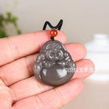 Natural Hetian Jade Purple Buddha Pendant Necklace Chinese Jadeite Jewelry