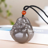 Natural Hetian Jade Purple Buddha Pendant Necklace Chinese Jadeite Jewelry