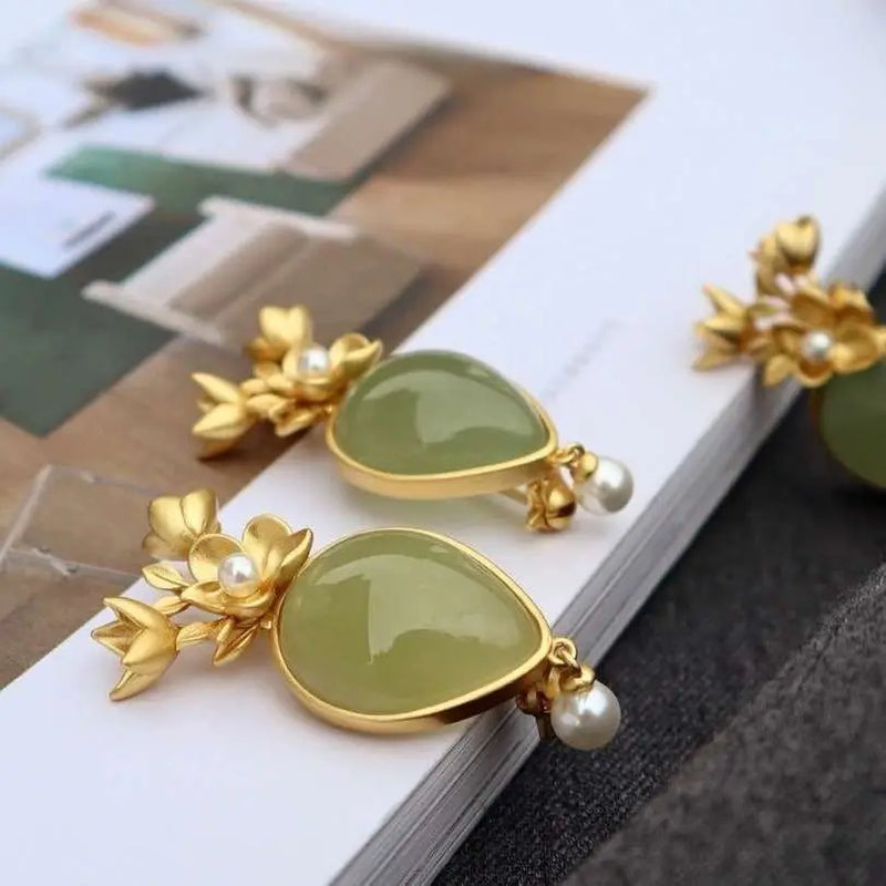 Natural Hetian Jade Qinghai Green Water Drop Pendant S925 Sterling Silver