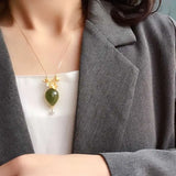 Natural Hetian Jade Qinghai Green Water Drop Pendant S925 Sterling Silver