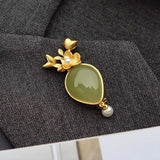 Natural Hetian Jade Qinghai Green Pendant with Shell Pearls