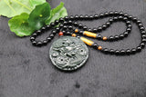 Hetian Jade Carved Dragon Pendant Lucky Amulet Zodiac Necklace