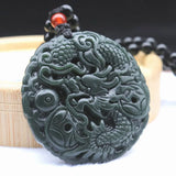 Hetian Jade Carved Dragon Pendant Lucky Amulet Zodiac Necklace
