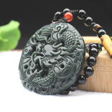 Hetian Jade Carved Dragon Pendant Lucky Amulet Zodiac Necklace