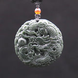 Hetian Jade Carved Dragon Pendant Lucky Amulet Zodiac Necklace