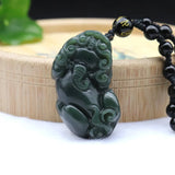 Hetian Jade Pixiu Pendant Lucky Amulet Necklace Men Women