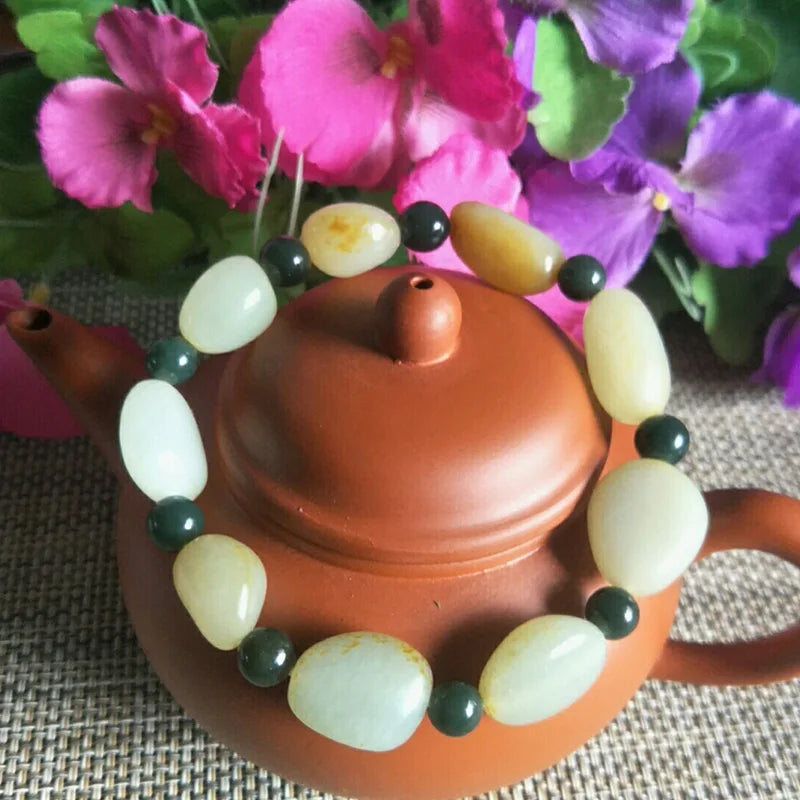 Hetian Jade Random Stone Bracelet Lucky Safety Auspicious Amulet