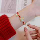 Hetian Jade Red Rope Bracelet Zodiac Rabbit Female Blessing Pendant Lucky Bead