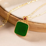 Hetian Jade Pendant Necklace 925 Silver Chalcedony Amulet