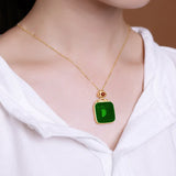 Hetian Jade Pendant Necklace 925 Silver Chalcedony Amulet