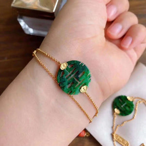 Natural Hetian Jade Retro Style Emerald Ring