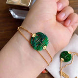 Natural Hetian Jade Retro Style Emerald Ring
