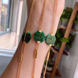Natural Hetian Jade Retro Style Emerald Ring