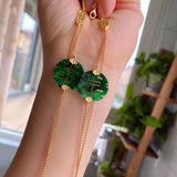 Natural Hetian Jade Retro Style Emerald Ring