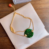 Natural Hetian Jade Retro Style Emerald Ring