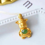 Hetian Jade Wealth God Purse Chain S925 Silver Name Necklace