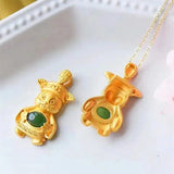 Hetian Jade Wealth God Purse Chain S925 Silver Name Necklace