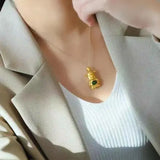 Hetian Jade Wealth God Purse Chain S925 Silver Name Necklace