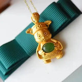 Hetian Jade Wealth God Purse Chain S925 Silver Name Necklace