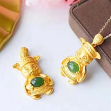 Hetian Jade Wealth God Purse Chain S925 Silver Name Necklace