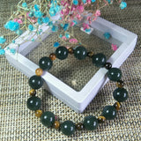 Hetian Jade Round Bead Bracelet Lucky Exorcise Evil Spirits Auspicious Amulet