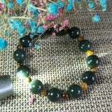 Hetian Jade Round Bead Bracelet Lucky Exorcise Evil Spirits Auspicious Amulet
