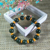 Hetian Jade Round Bead Bracelet Lucky Exorcise Evil Spirits Auspicious Amulet