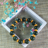 Hetian Jade Round Bead Bracelet Lucky Exorcise Evil Spirits Auspicious Amulet