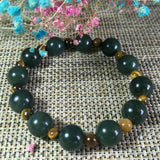 Hetian Jade Round Bead Bracelet Lucky Exorcise Evil Spirits Auspicious Amulet