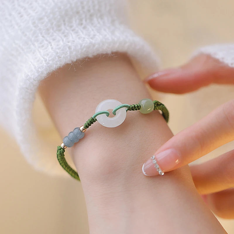 Hetian Jade Lucky Charm Adjustable Bracelet for Women