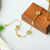 Hetian Jade Enamel Porcelain Xiangyun Coin Bracelet Pendant