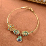 Hetian Jade S925 Silver Enamel Cloisonne Vintage Style Turquoise Bracelet