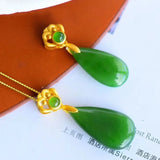 Hetian Jade S925 Sterling Silver Lock of Good Wishes with Small Key