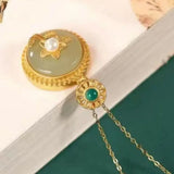 Vintage Hetian Jade S925 Silver Pearl Necklace Peace Buckle Flower Pendant