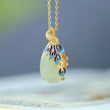 Natural Hetian Jade S925 Silver Pendant Retro Phoenix Women's Sweater Chain