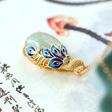 Natural Hetian Jade S925 Silver Pendant Retro Phoenix Women's Sweater Chain
