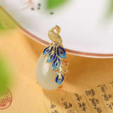 Natural Hetian Jade S925 Silver Pendant Retro Phoenix Women's Sweater Chain