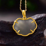 Hetian Jade Longevity Lock Pendant Necklace S925 Silver Blessing Vintage