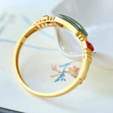 Hetian Jade S925 Silver Red Agate Bracelet Retro Style
