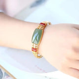 Hetian Jade S925 Silver Red Agate Bracelet Retro Style
